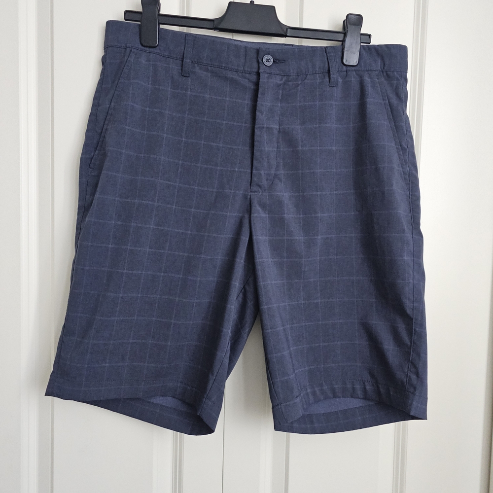 Sunice Men's Golf Shorts Navy Grey Checkered Flat Front Casual Sz 34